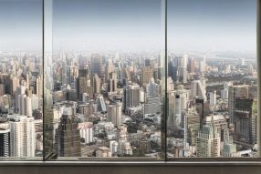 Фреска Панорама города в окне