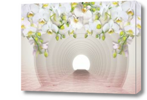 Картина Тоннель с ветками орхидеи 3Д