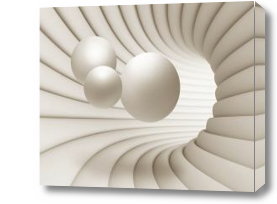 Картина Кремовые 3D шары в тоннеле