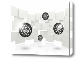 Картина 3D Черные шары на белом фоне