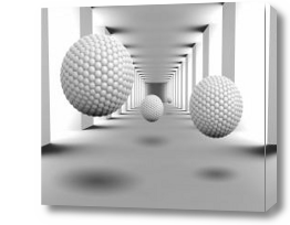 Картина 3D серые шары в тоннеле